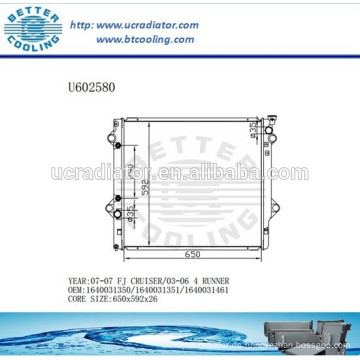 Aluminiumkühler für TOYOTA FJ CRUISER 07-03-06 4 RUNNER 1640031350/1640031351/1640031461 Hersteller und Direktverkauf